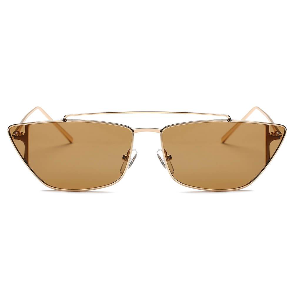 ESTEVAN | Women Metal Retro Flat Lens Rectangular Sunglasses
