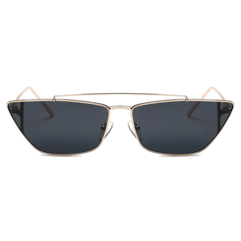ESTEVAN | Women Metal Retro Flat Lens Rectangular Sunglasses