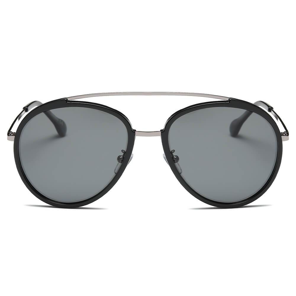 FARMINDALE | Polarized Circle Round Brow-Bar Fashion Sunglasses
