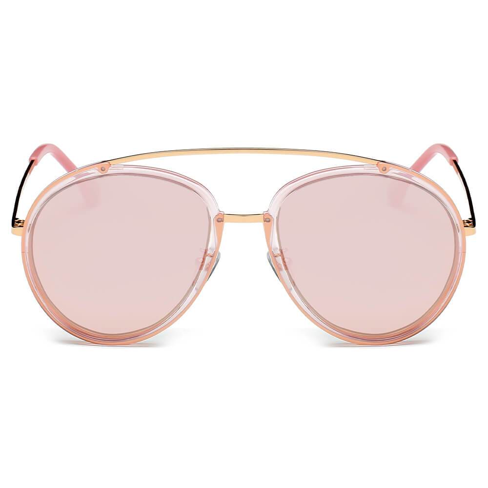 FARMINDALE | Polarized Circle Round Brow-Bar Fashion Sunglasses