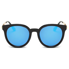 FINDLAY | Women's Retro Mirrored Lens Horned Rim Round Sunglasses